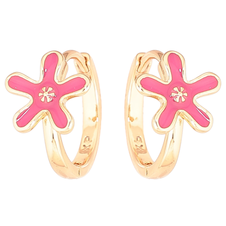 Серьги Xuping Позолота 18K колечки Цветочки с розовой эмалью фото №10 Серьги Xuping Позолота 18K колечки Цветочки с розовой эмалью фото №10