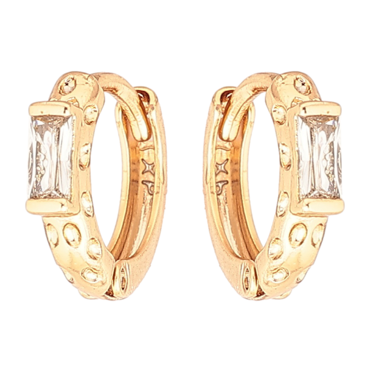 Сережки Xuping Позолота 18K колечка «Візерунок зі вставками цирконію» фото №5 Сережки Xuping Позолота 18K колечка «Візерунок зі вставками цирконію» фото №5