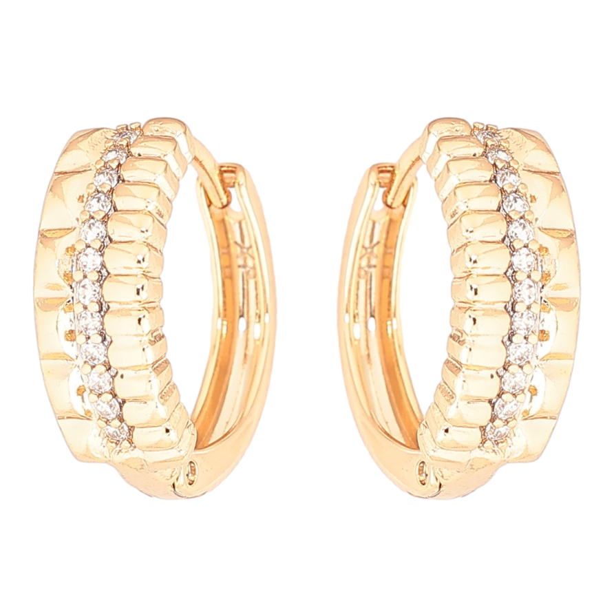 Сережки Xuping Позолота 18K колечка «Візерунок з доріжками цирконію» фото №1