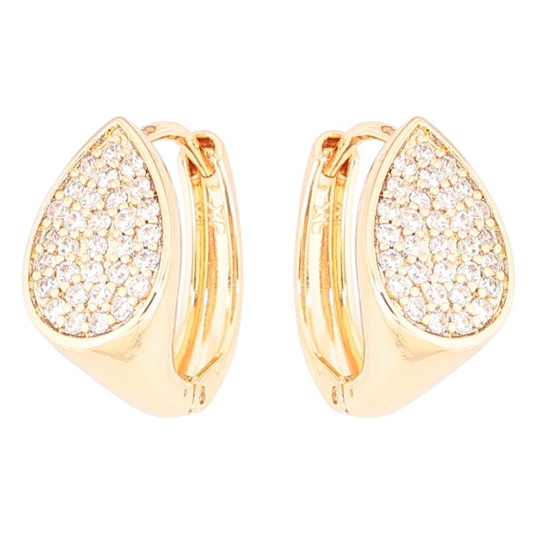Сережки Xuping Позолота 18K колечка «Крапельки з інкрустацією цирконієм» фото №1 Сережки Xuping Позолота 18K колечка «Крапельки з інкрустацією цирконієм» фото №1