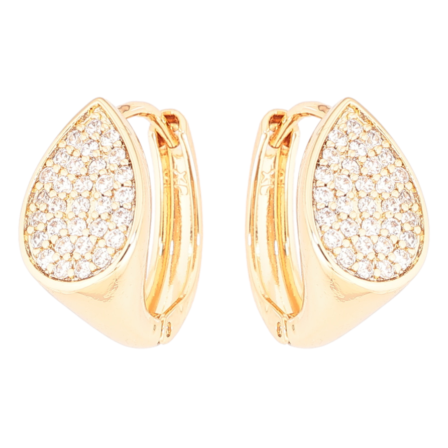 Серьги Xuping Позолота 18K колечки Капельки с инкрустацией цирконием фото №1