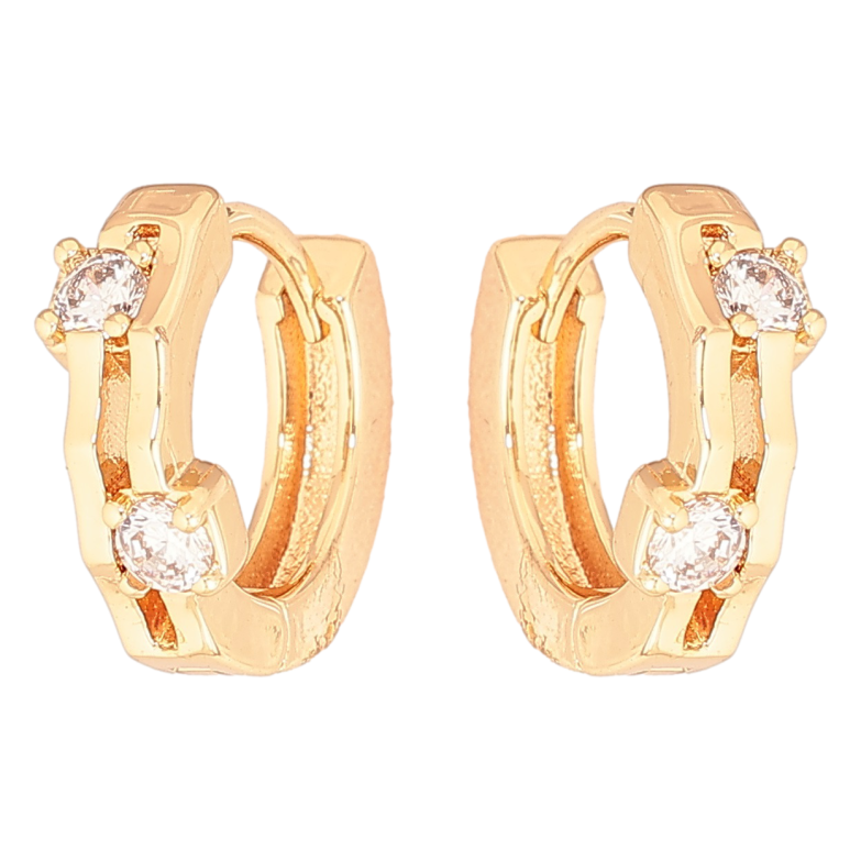 Серьги Xuping Позолота 18K колечки Два кристалла фото №1 Серьги Xuping Позолота 18K колечки Два кристалла фото №1