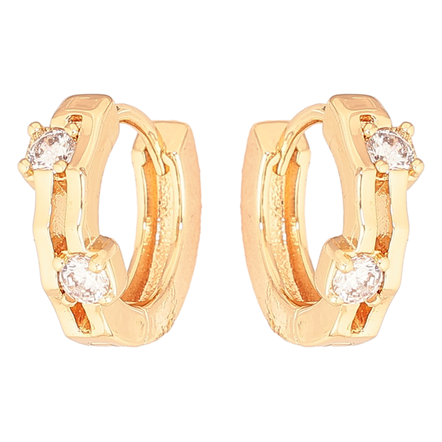 Серьги Xuping Позолота 18K колечки Два кристалла фото №1