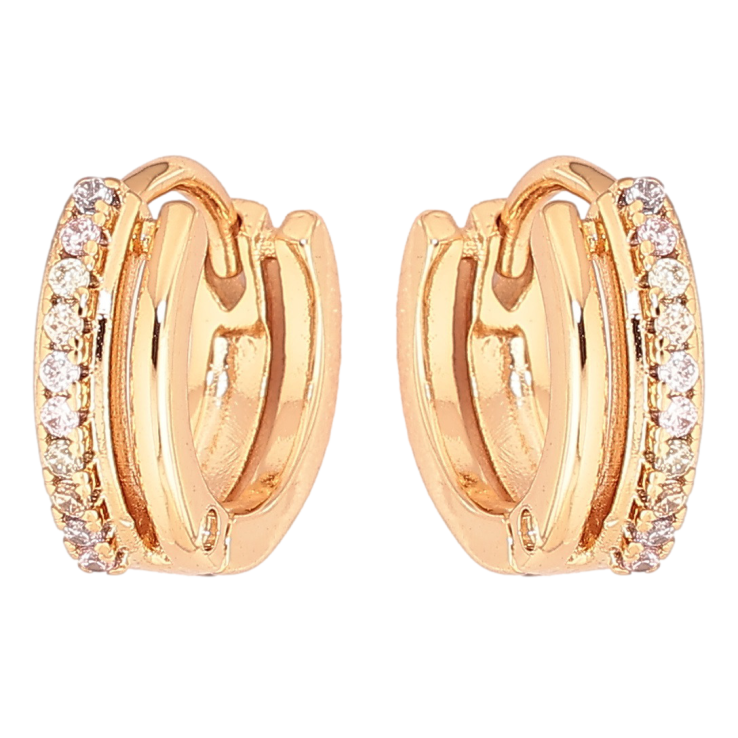 Сережки Xuping Позолота 18K колечка «Доріжки цирконію» фото №7