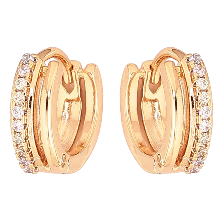 Сережки Xuping Позолота 18K колечка «Доріжки цирконію» фото №1