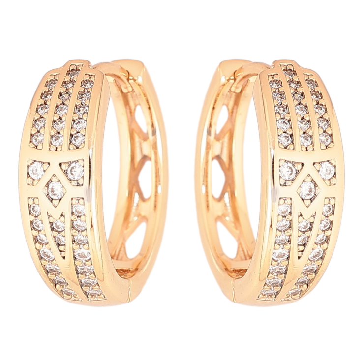 Сережки Xuping Позолота 18K колечка «Інкрустація цирконієм» фото №5