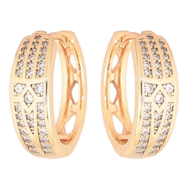 Сережки Xuping Позолота 18K колечка «Інкрустація цирконієм» фото №1 Сережки Xuping Позолота 18K колечка «Інкрустація цирконієм» фото №1