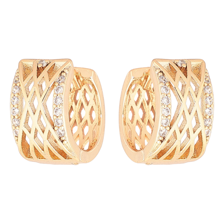 Серьги Xuping Позолота 18K колечки Резной узор с цирконием фото №5