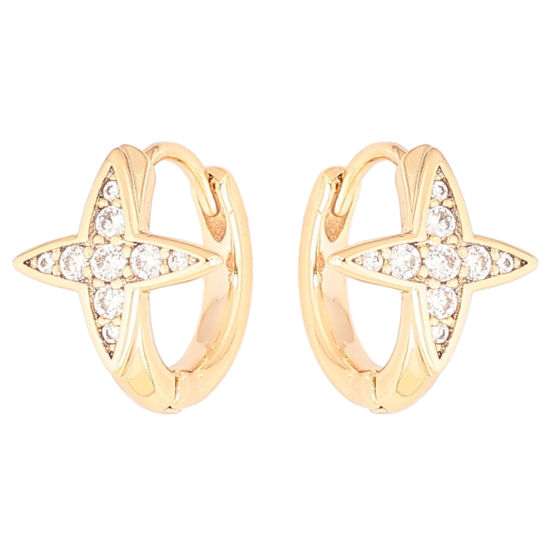 Сережки Xuping Позолота 18K колечка «Зірки з цирконієм» фото №3 Сережки Xuping Позолота 18K колечка «Зірки з цирконієм» фото №3
