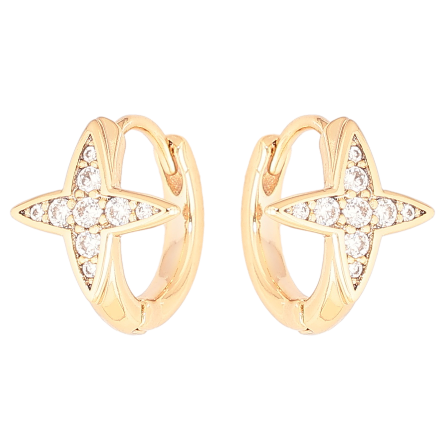 Серьги Xuping Позолота 18K колечки Звезды с цирконием фото №1