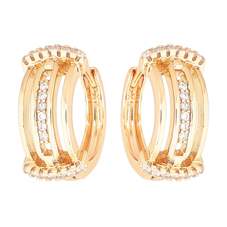 Сережки Xuping Позолота 18K колечка «Візерунок із доріжками цирконію» фото №24 Сережки Xuping Позолота 18K колечка «Візерунок із доріжками цирконію» фото №24