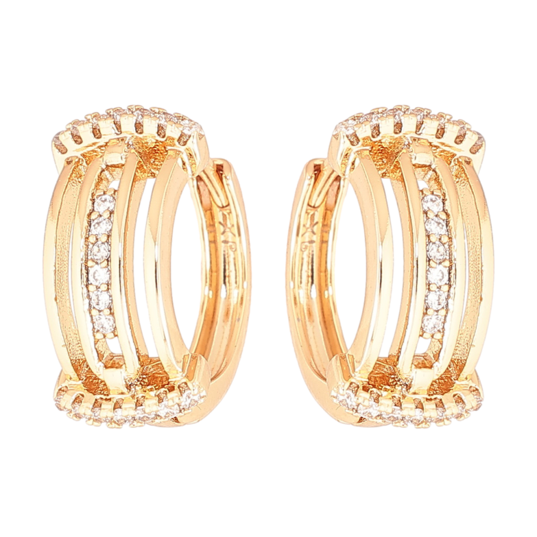 Серьги Xuping Позолота 18K колечки Узор с дорожками циркония фото №1 Серьги Xuping Позолота 18K колечки Узор с дорожками циркония фото №1