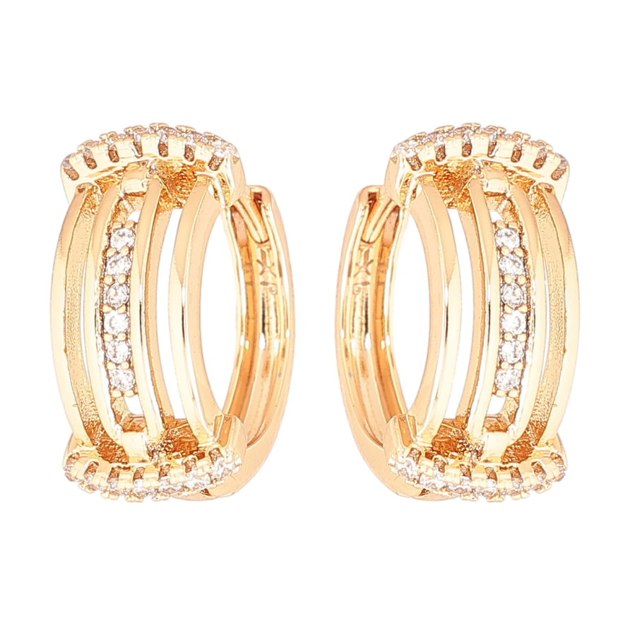 Сережки Xuping Позолота 18K колечка «Візерунок із доріжками цирконію» фото №1