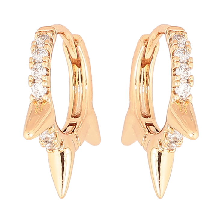 Серьги Xuping Позолота 18K колечки Дорожка циркония с шипами фото №13