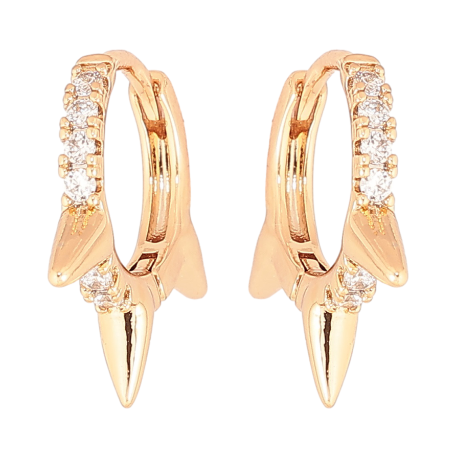 Серьги Xuping Позолота 18K колечки Дорожка циркония с шипами фото №1