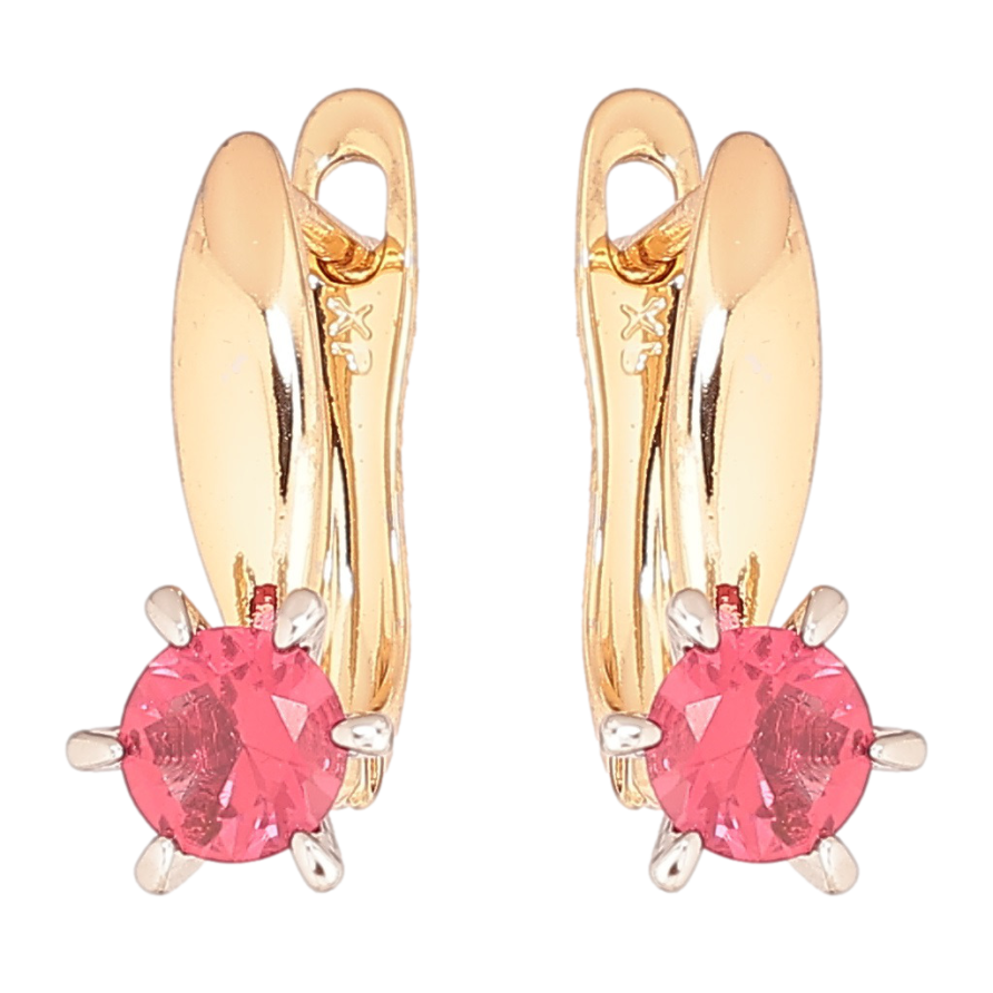 Серьги Xuping Позолота 18K + Родий английский замок Малиновые фианиты фото №1 Серьги Xuping Позолота 18K + Родий английский замок Малиновые фианиты фото №1