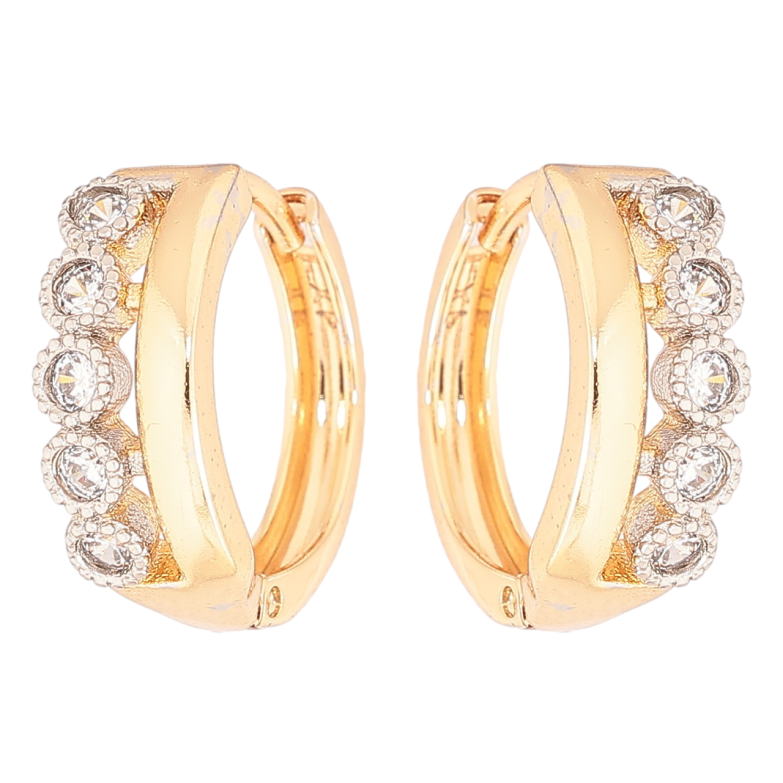 Серьги Xuping Позолота 18K + Родий колечки Дорожки циркония фото №1