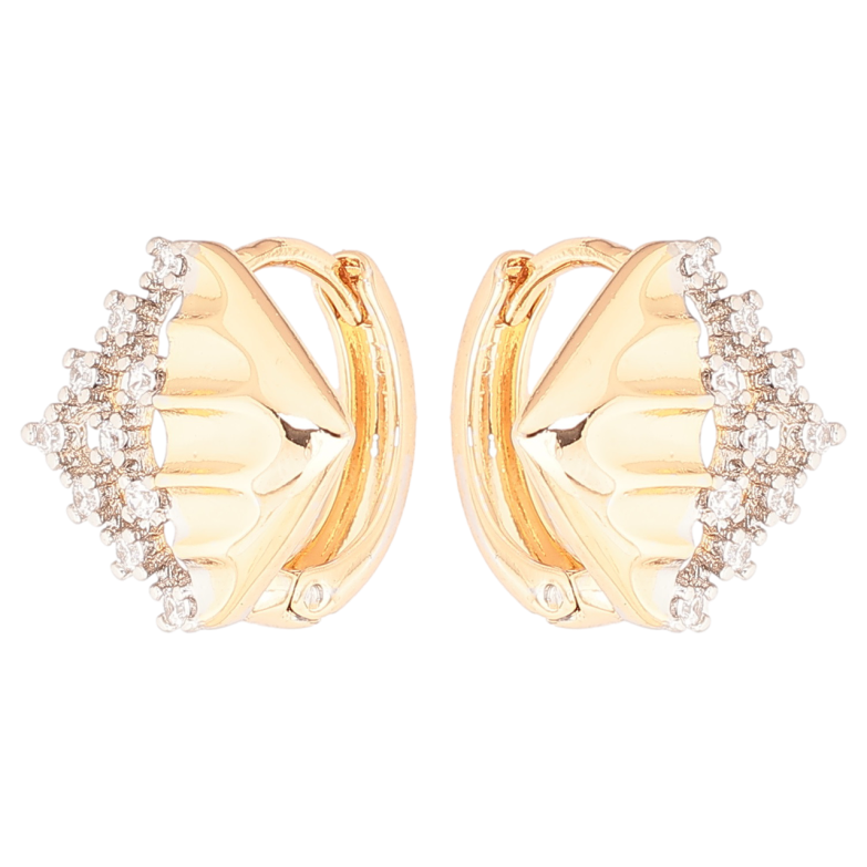 Серьги Xuping Позолота 18K + Родий колечки Ромбовый узор с цирконием фото №1