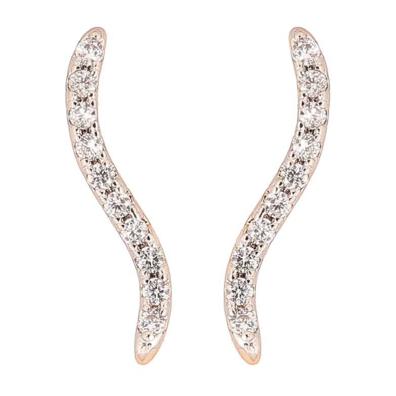 Серьги Xuping Позолота 18K + Родий пусеты Волнистые дорожки циркония фото №1