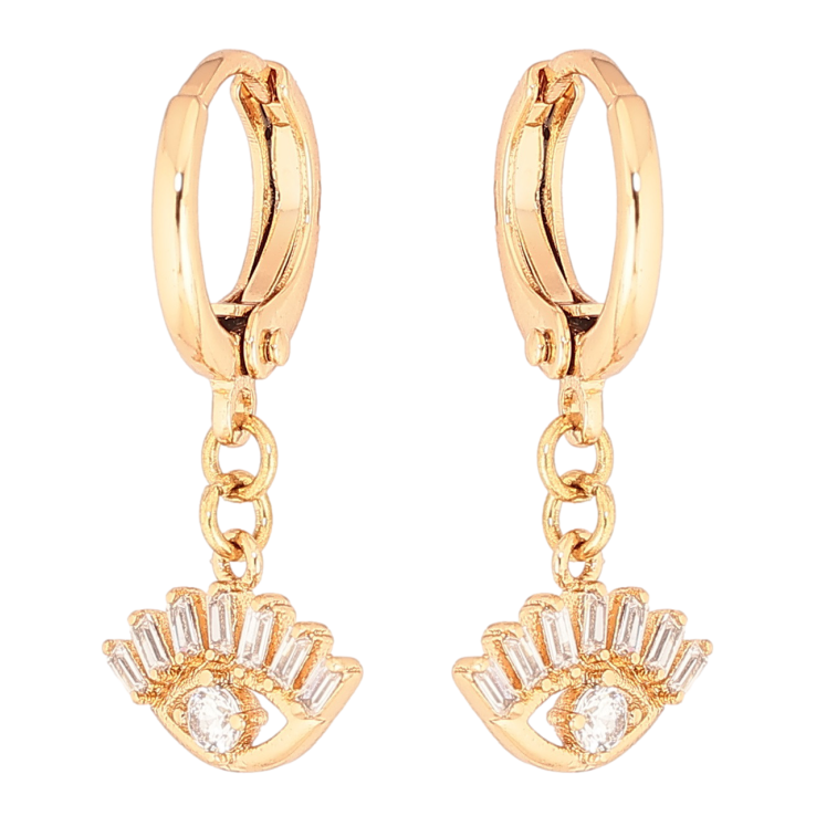 Сережки Xuping Позолота 18K підвіски на колечках «Око з цирконієм» фото №7