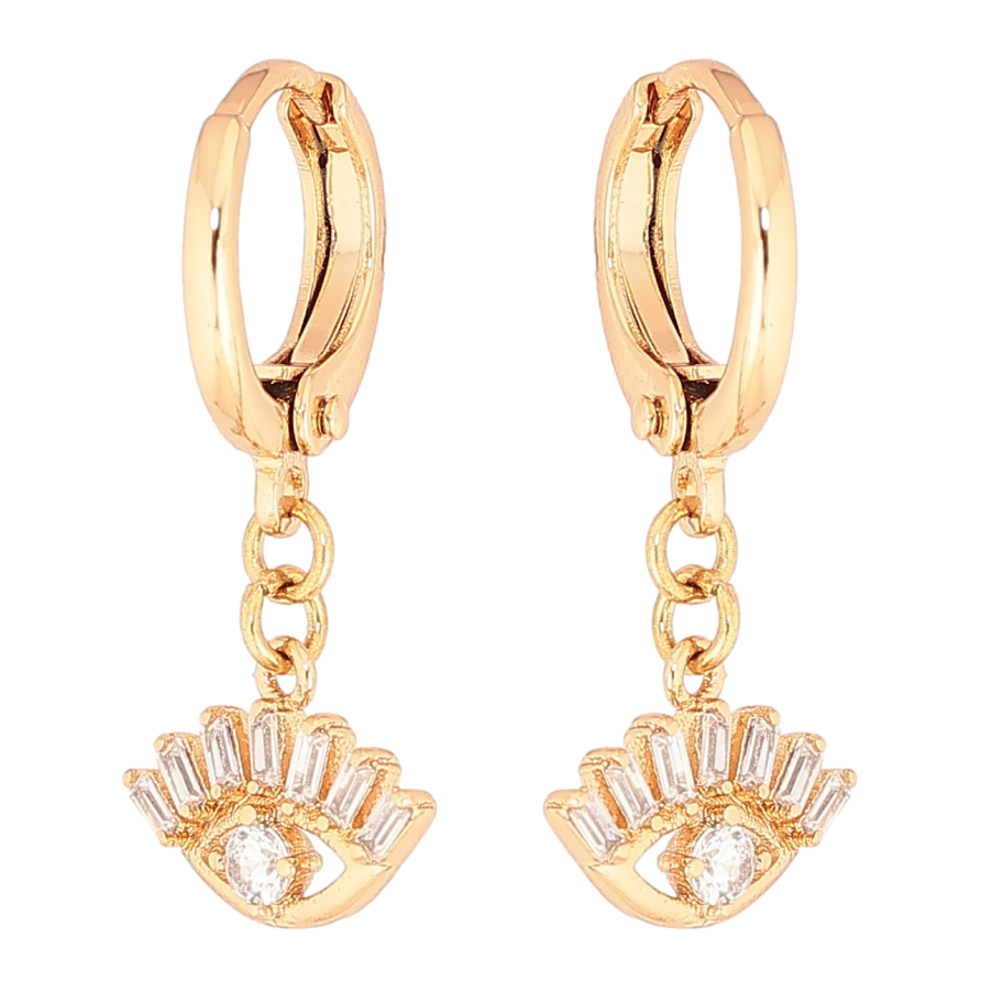 Серьги Xuping Позолота 18K подвески на колечках Глаз с цирконием фото №1