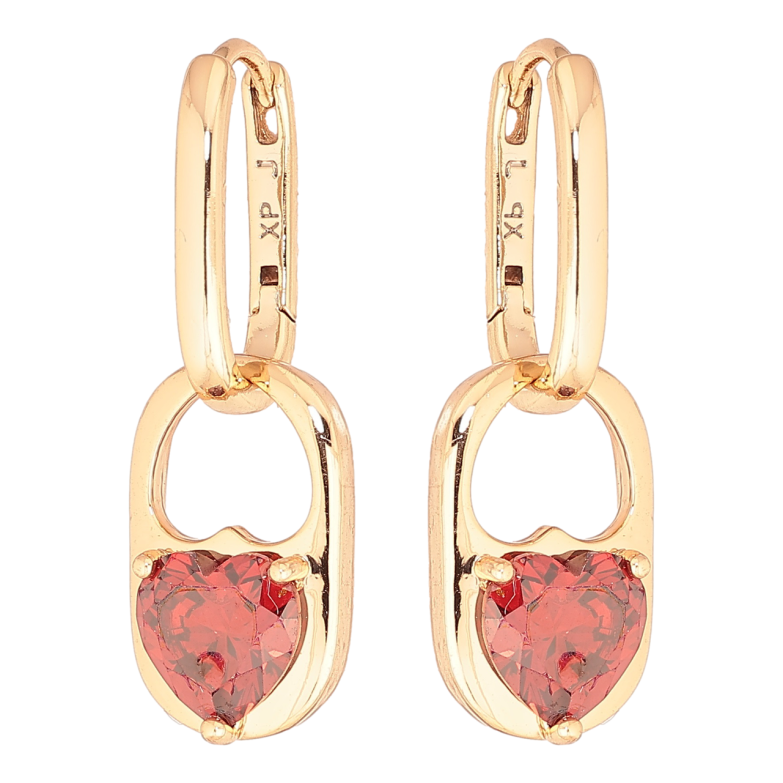 Серьги Xuping Позолота 18K подвески на колечках Подвески с красными кристальными сердечками 2 в 1 фото №1