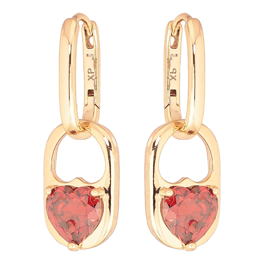 Серьги Xuping Позолота 18K подвески на колечках Подвески с красными кристальными сердечками 2 в 1 фото №1