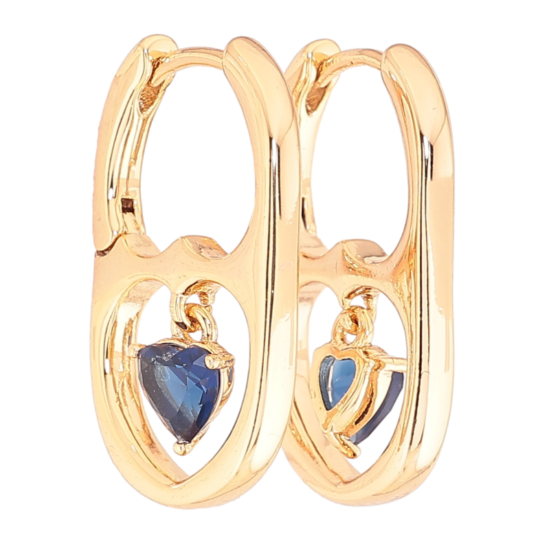 Сережки Xuping Позолота 18K підвіски на колечках «Підвіски з синіми кришталевими сердечками» фото №1