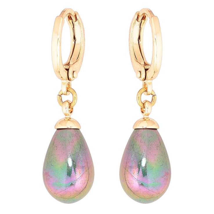 Серьги Xuping Позолота 18K подвески на колечках Черные каплевидные жемчужины фото №20