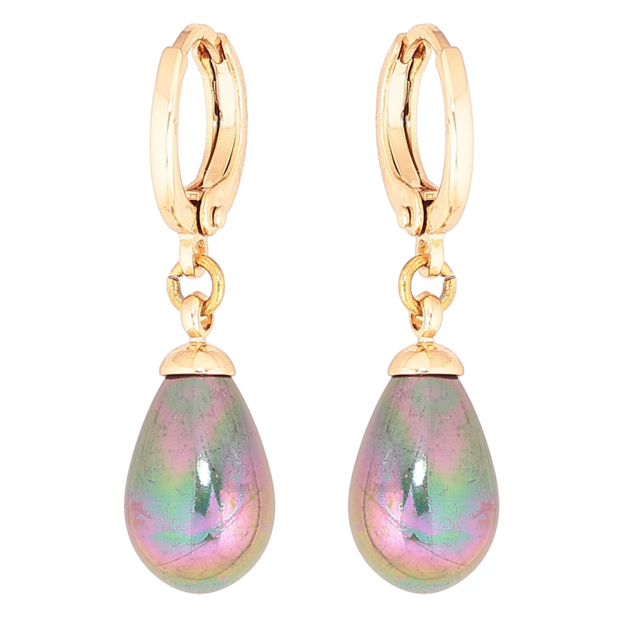 Серьги Xuping Позолота 18K подвески на колечках Черные каплевидные жемчужины фото №1