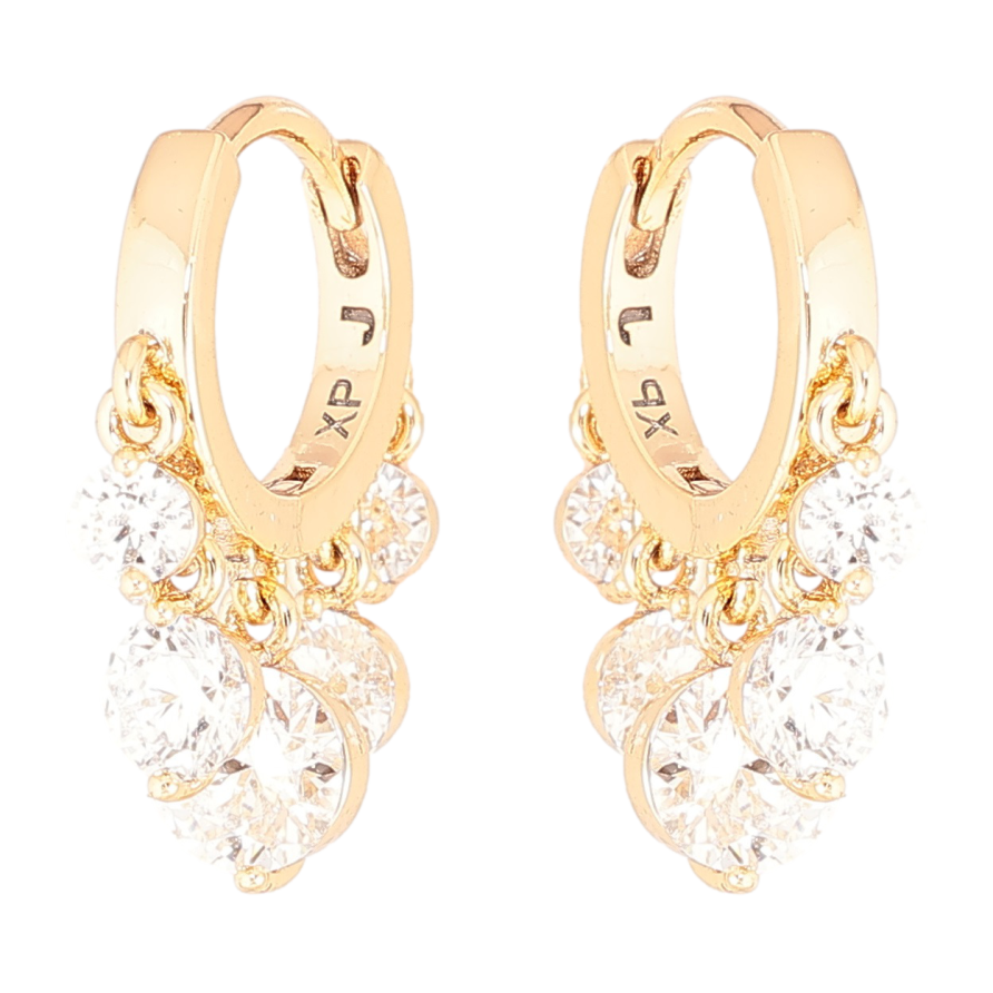 Серьги Xuping Позолота 18K подвески на колечках Кристальный блеск фото №1