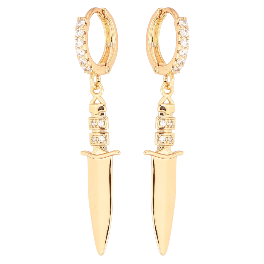 Серьги Xuping Позолота 18K подвески на колечках Кинжалы фото №1