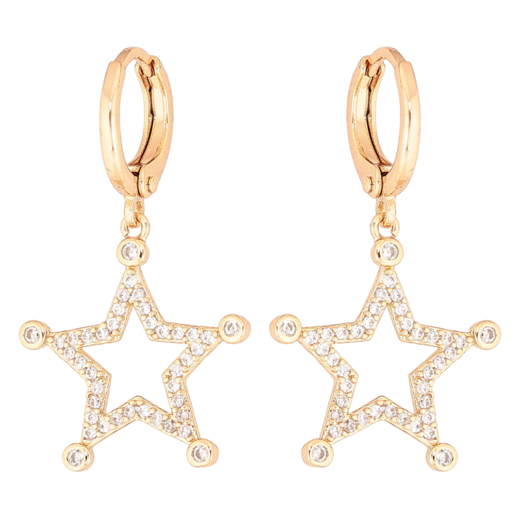 Сережки Xuping Позолота 18K підвіски на колечках «Зірки з цирконієм» фото №10