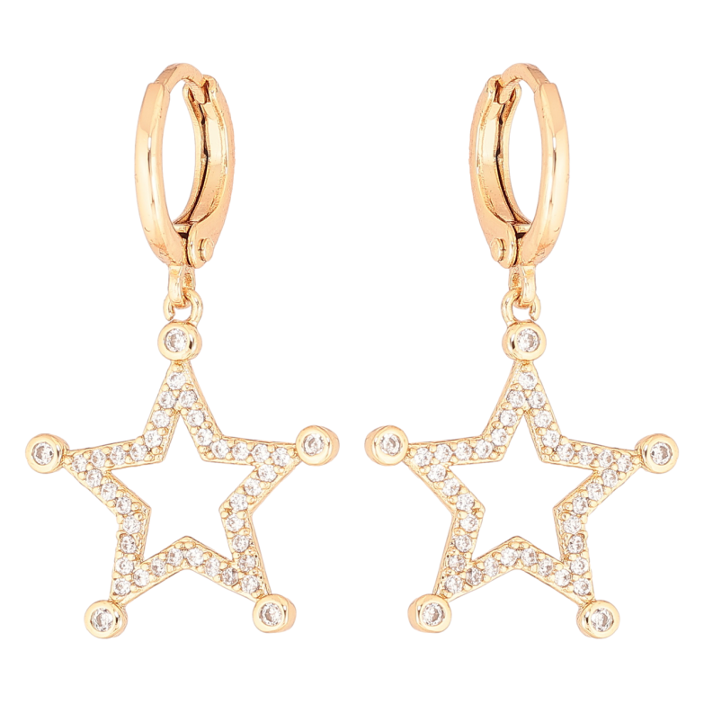 Серьги Xuping Позолота 18K подвески на колечках Звезды с цирконием фото №3 Серьги Xuping Позолота 18K подвески на колечках Звезды с цирконием фото №3