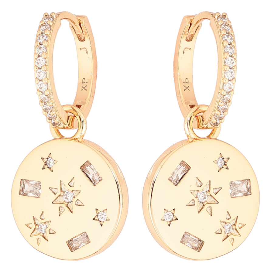 Серьги Xuping Позолота 18K подвески на колечках Звездный узор с цирконием 2 в 1 фото №1 Серьги Xuping Позолота 18K подвески на колечках Звездный узор с цирконием 2 в 1 фото №1