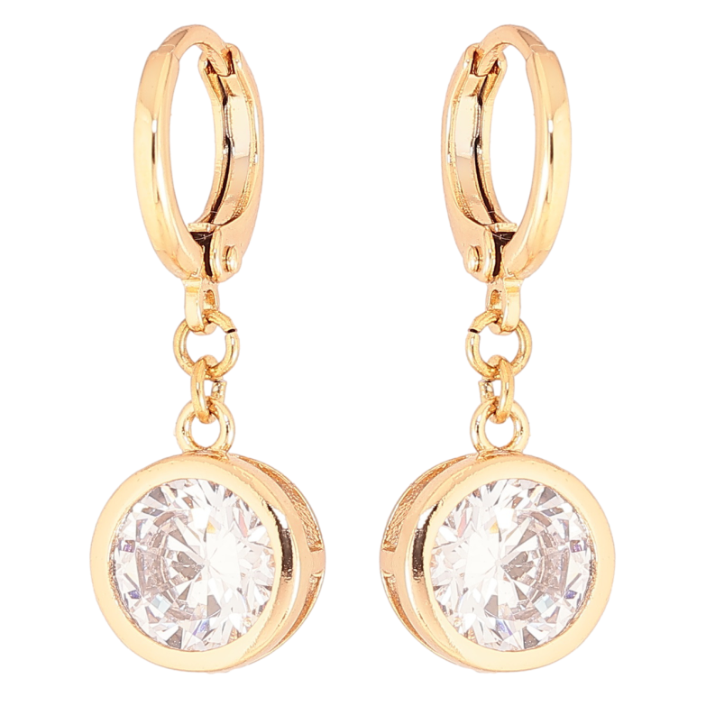 Серьги Xuping Позолота 18K подвески на колечках Кристальные подвески ø 10мм фото №1