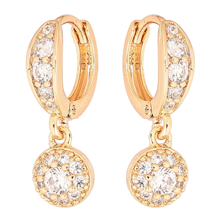 Серьги Xuping Позолота 18K подвески на колечках Инкрустация цирконием ø 6мм фото №5