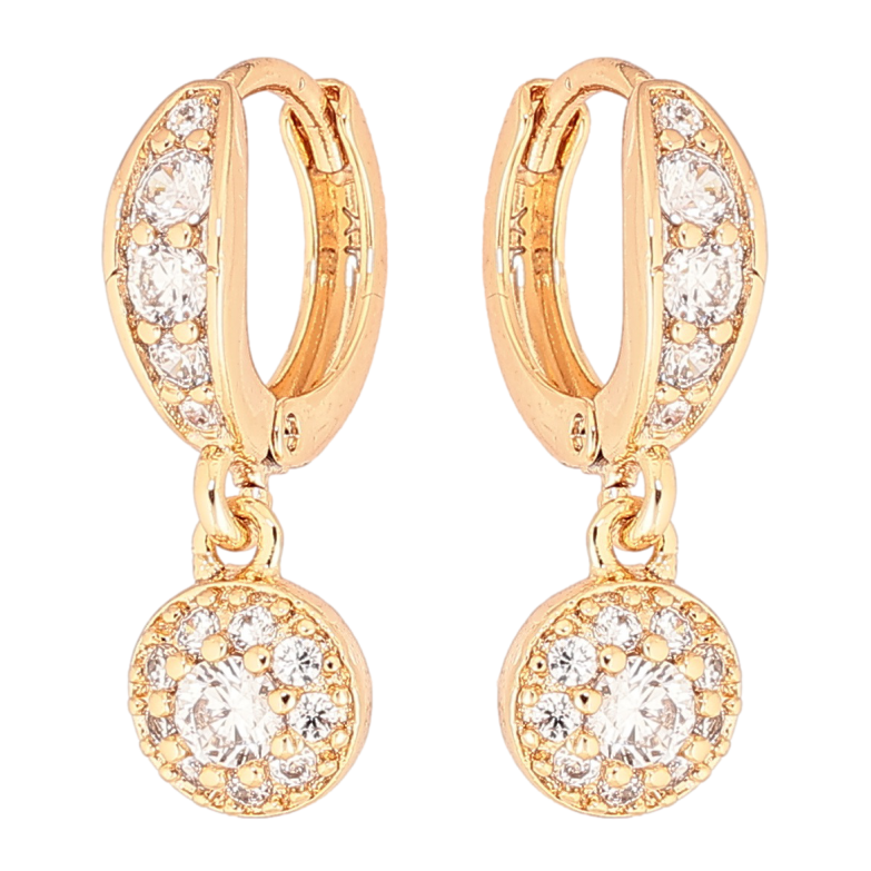 Сережки Xuping Позолота 18K підвіски на колечках «Інкрустація цирконієм» ø 6мм фото №1