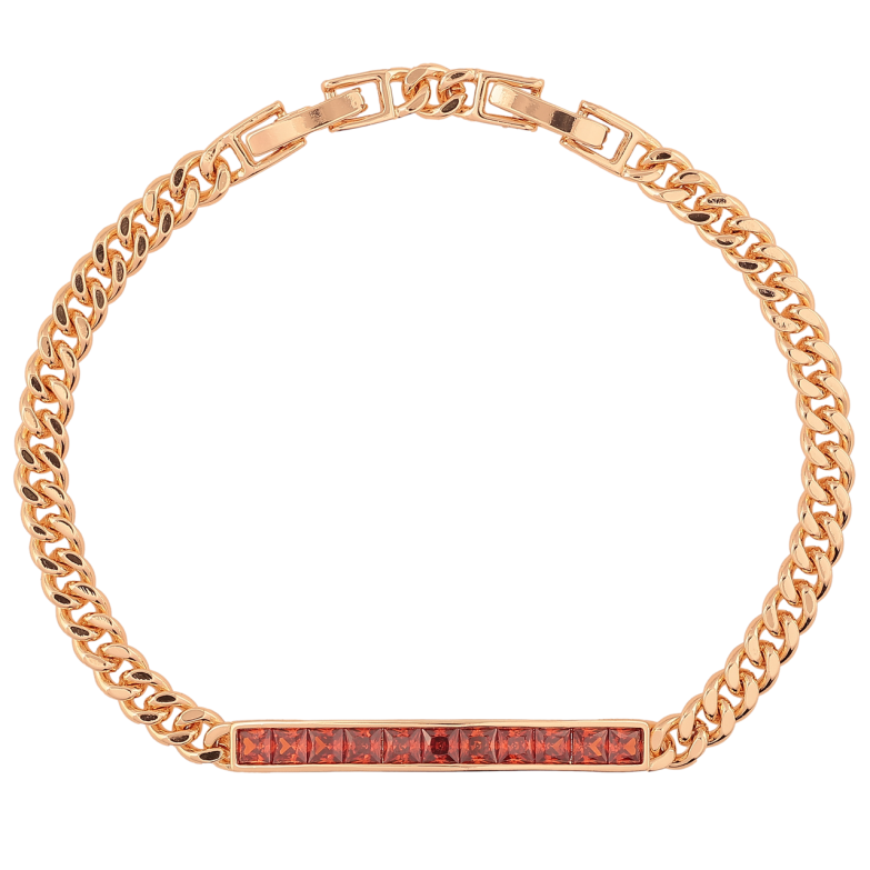 Браслет Xuping M&L Колір 18K «Ланцюжок з доріжкою червоних кристалів довжина з доп.замком 17,19.5см х 4мм фото №1