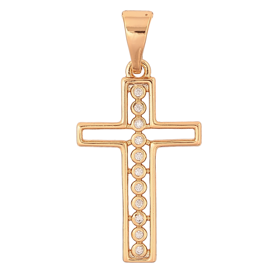 Кулон Xuping Позолота 18K Хрест з цирконієм» для ланцюжка до 7мм фото №1