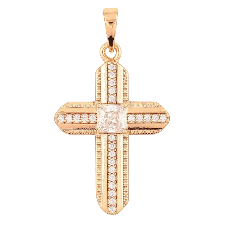 Кулон Xuping Позолота 18K Хрест з цирконієм для ланцюжка до 6мм фото №1