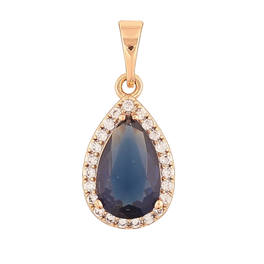 Кулон Xuping Позолота 18K Синяя кристальная капелька в обрамлении циркония для цепочки до 5мм фото №1 Кулон Xuping Позолота 18K Синяя кристальная капелька в обрамлении циркония для цепочки до 5мм фото №1