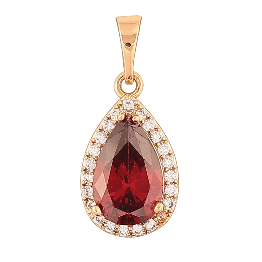 Кулон Xuping Позолота 18K «Червона кришталева крапелька в обрамленні цирконію для ланцюжка до 5мм фото №1 Кулон Xuping Позолота 18K «Червона кришталева крапелька в обрамленні цирконію для ланцюжка до 5мм фото №1