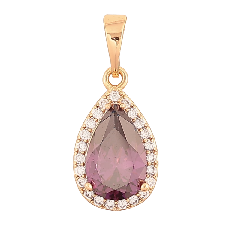 Кулон Xuping Позолота 18K «Бузкова кришталева крапелька в обрамленні цирконію для ланцюжка до 5мм фото №1 Кулон Xuping Позолота 18K «Бузкова кришталева крапелька в обрамленні цирконію для ланцюжка до 5мм фото №1