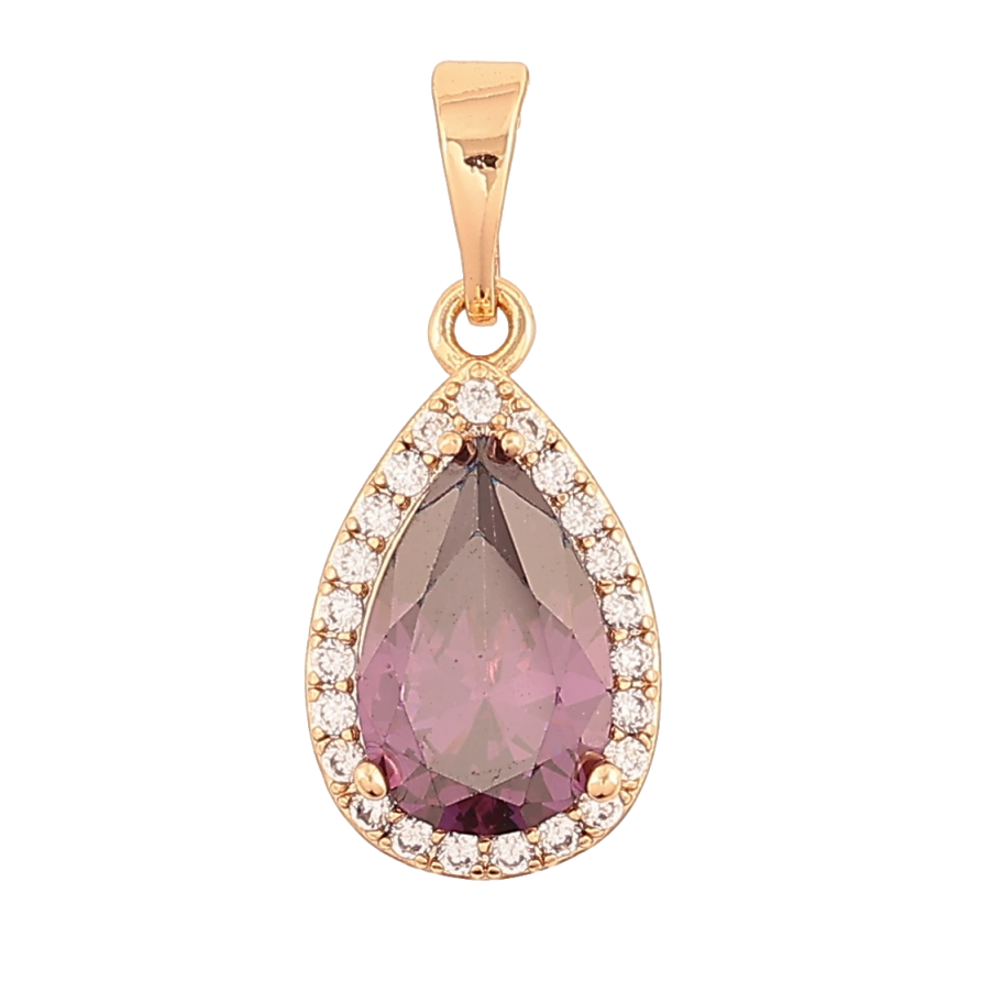 Кулон Xuping Позолота 18K «Бузкова кришталева крапелька в обрамленні цирконію для ланцюжка до 5мм фото №1 Кулон Xuping Позолота 18K «Бузкова кришталева крапелька в обрамленні цирконію для ланцюжка до 5мм фото №1