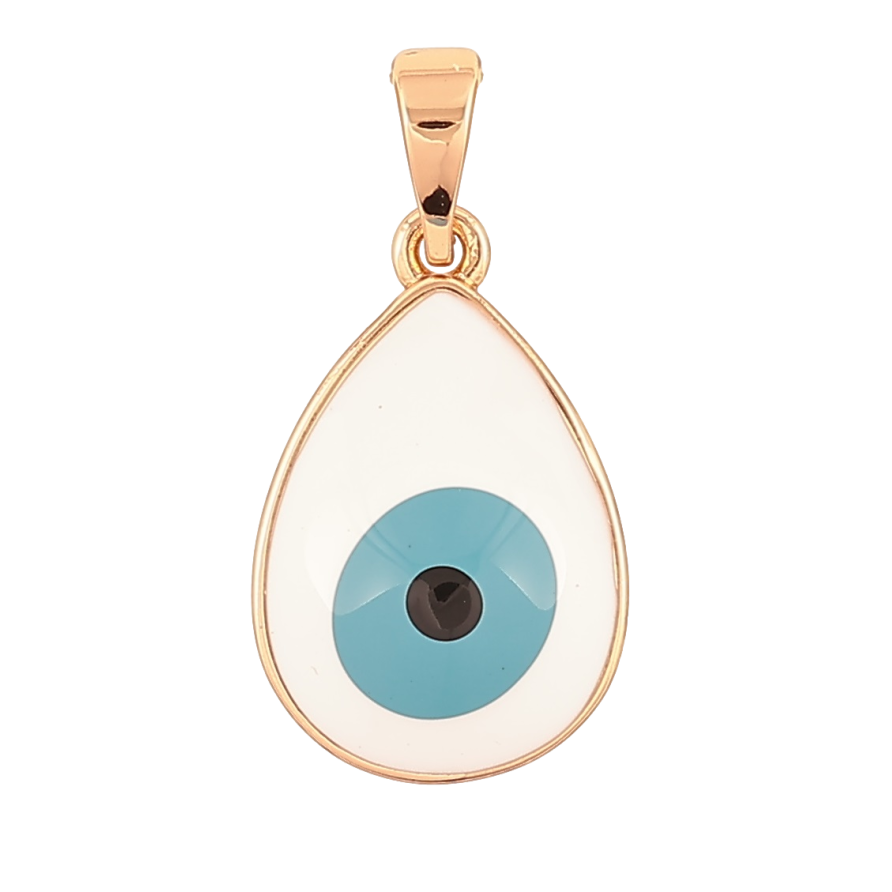 Кулон Xuping Позолота 18K Бело-голубая эмалевая капелька-оберег Глаз Фатимы для цепочки до 5мм фото №1 Кулон Xuping Позолота 18K Бело-голубая эмалевая капелька-оберег Глаз Фатимы для цепочки до 5мм фото №1