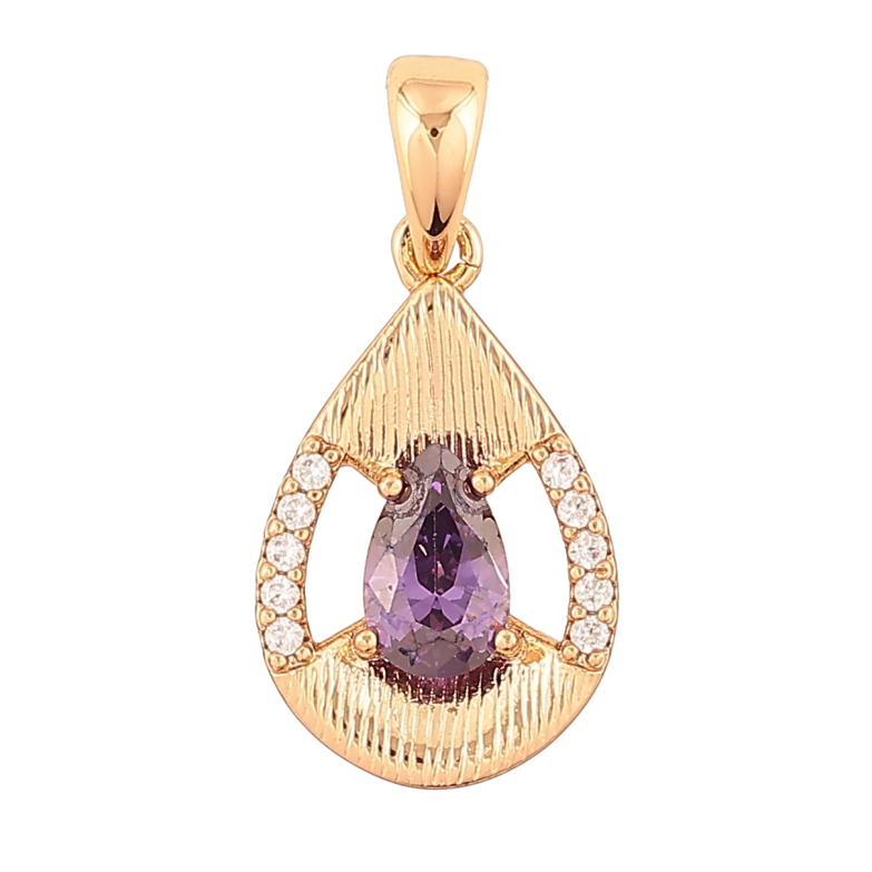 Кулон Xuping Позолота 18K Крапелька з бузковим кристалом і цирконієм для ланцюжка до 5мм фото №1