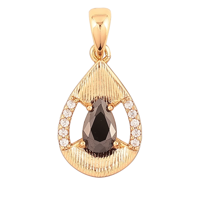 Кулон Xuping Позолота 18K Крапелька з чорним кристалом і цирконієм для ланцюжка до 5мм фото №1