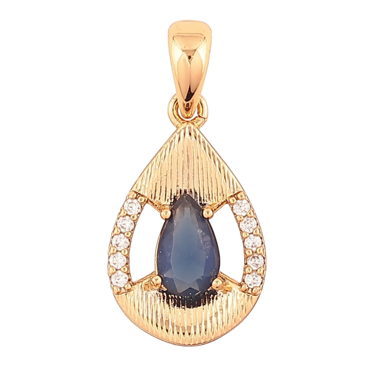Кулон Xuping Позолота 18K Крапелька з синім кристалом і цирконієм для ланцюжка до 5мм фото №1
