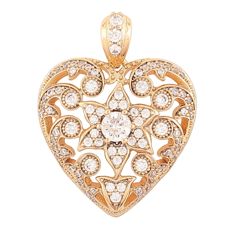 Кулон Xuping Позолота 18K «Сердечко з квітковим візерунком» для ланцюжка до 5мм фото №1 Кулон Xuping Позолота 18K «Сердечко з квітковим візерунком» для ланцюжка до 5мм фото №1
